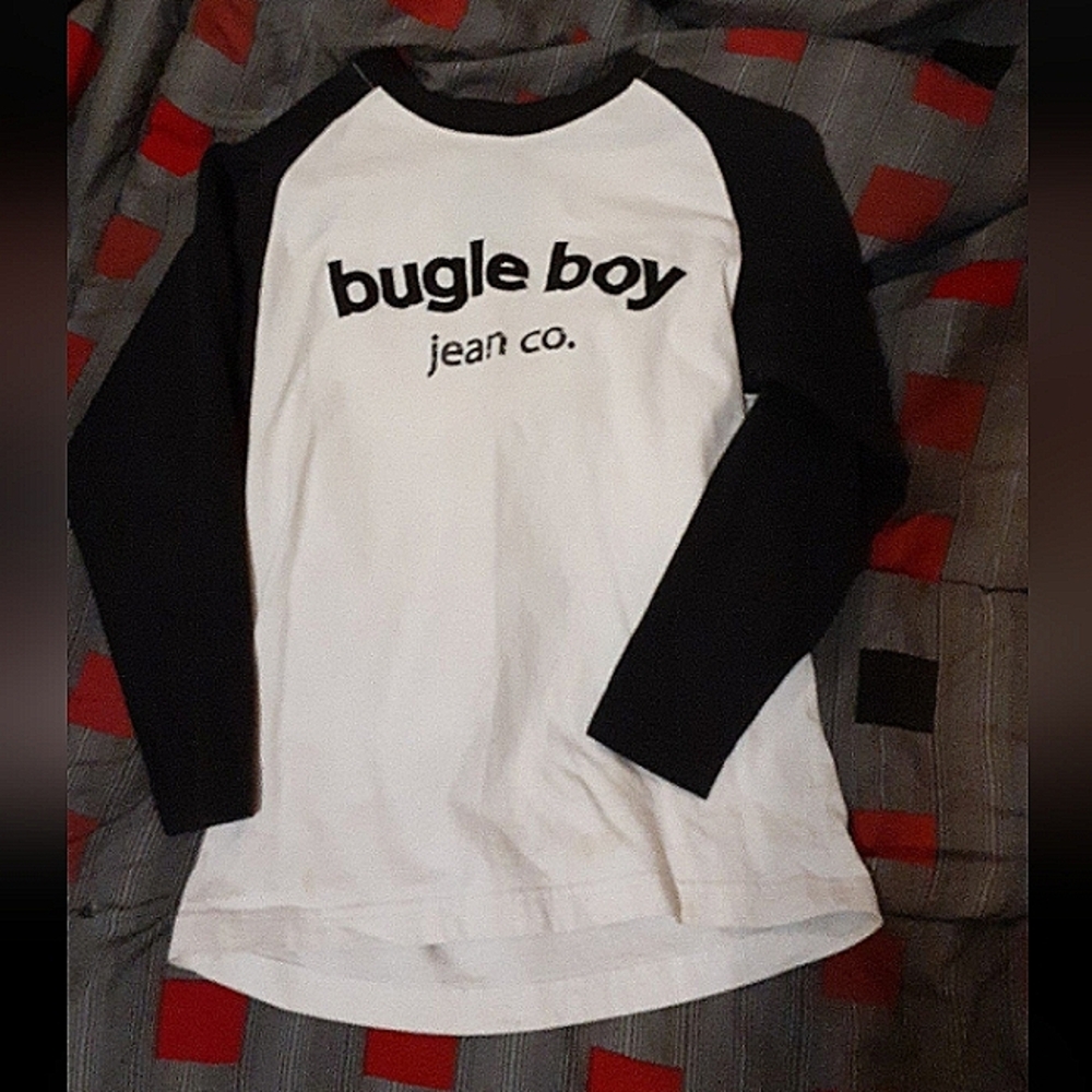 Bugle Boy Kids Black and White Raglan Shirt